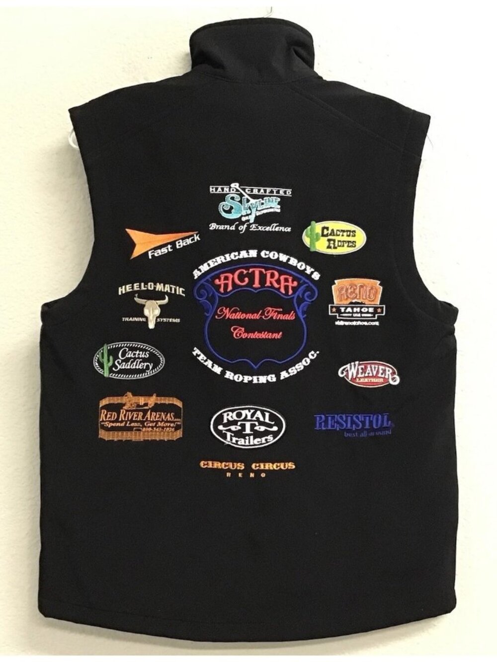 Professionals Choice Black Softshell Full Zip Vest Patches Western Cowboy